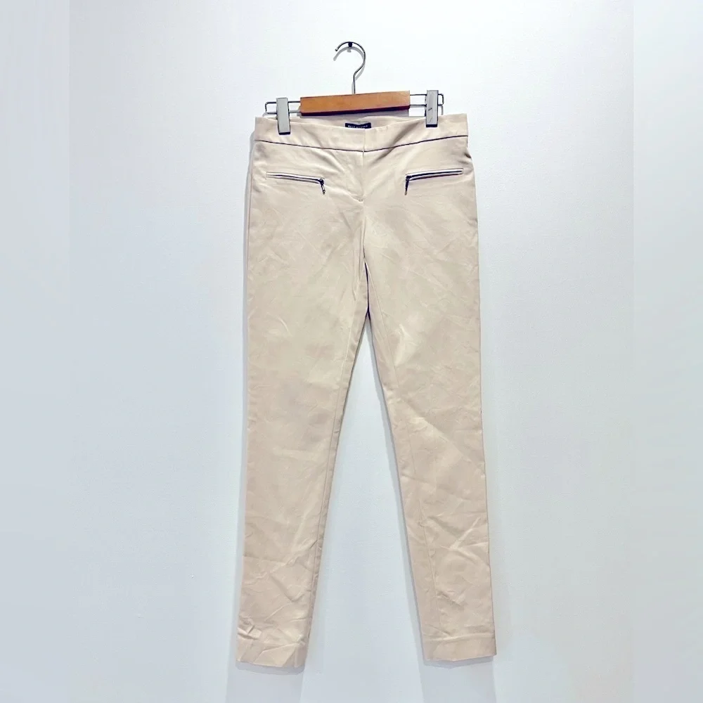 club monaco cigarette pants Women's Cropped Ankle Size 2 Navy Blue Side Zip back welt pockets Printed Cigarette Pants